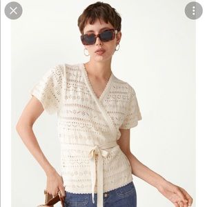& Other Stories | US XS | Belted Pointelle Knit Wrap Cardigan